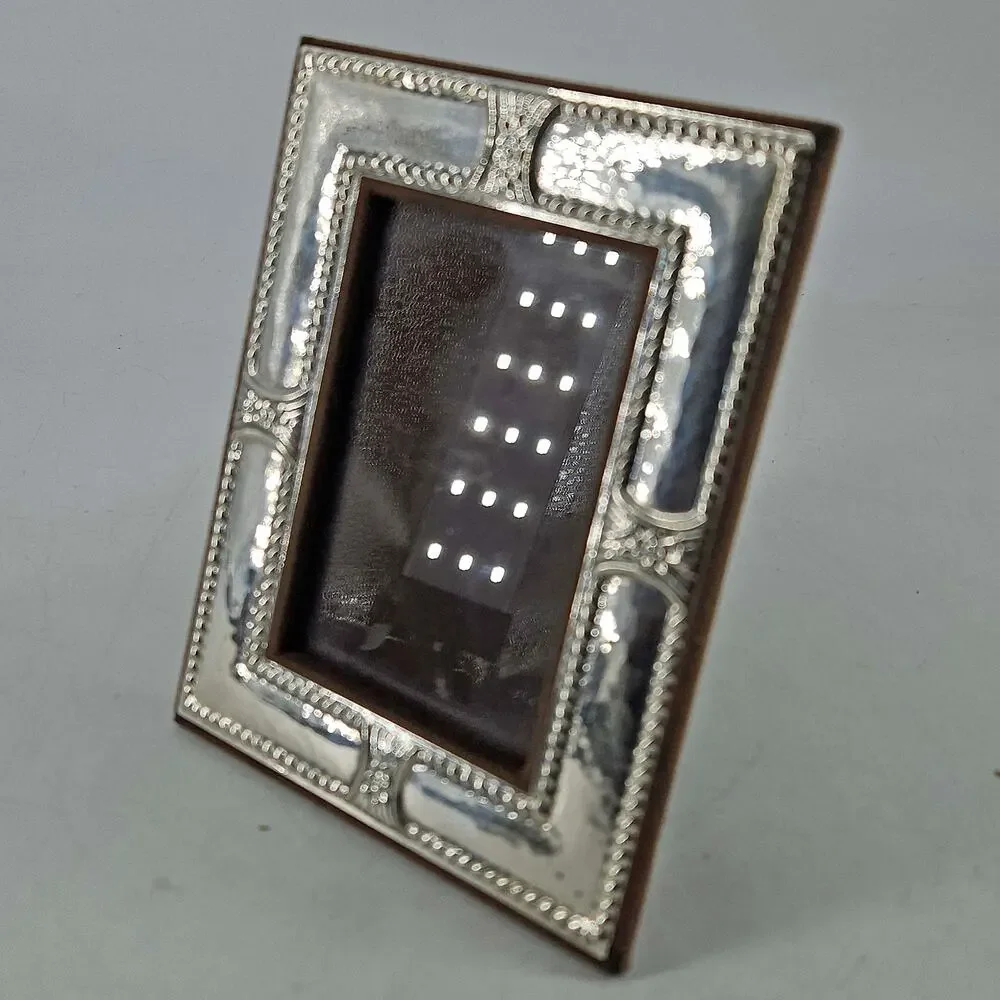 Vintage Velvet Silver Antique Style Easel Table Photo Picture Frame